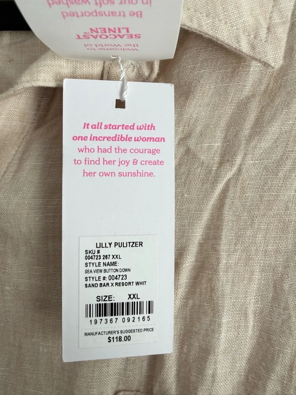 NWT Lilly Pulitzer SEA VIEW BUTTON DOWN SAND BAR X RESORT WHITE XXL - Picture 5 of 5